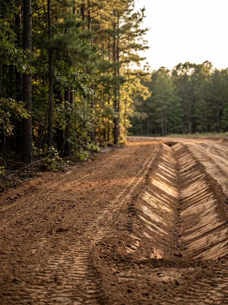 New residential development on larger lot in Chatham County with graded driveway and drainage work
